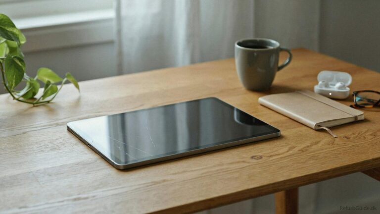 Velholdt iPad 9 på et minimalistisk skrivebord med fokus på værdi for pengene og daglig brug i et skandinavisk miljø.