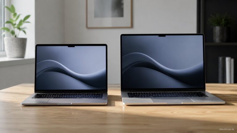 MacBooks side by side illustrating the practical 8 GB versus 16 GB RAM comparison in a minimalist Danish-inspired workspace.